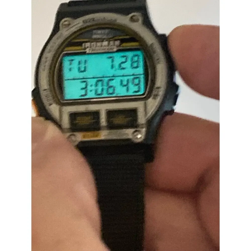 Vintage Timex Ironman Triathlon Digital Watch 38mm - New Battery WR Timer Date